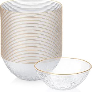 100-Pack 12-Ounce Heavy-Duty Disposable Plastic Bowls, Hammered Finish