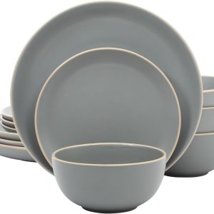 12-Piece Matte Stoneware Dinnerware Set for 4, Microwave Safe