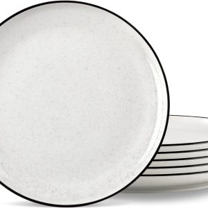 10.5-Inch Ceramic Dinner Plates Set of 6, Microwave and Dishwasher Safe