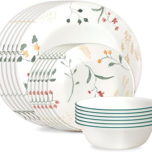 18-Piece Chip-Resistant Glass Dinnerware Set, Service for 6, Lightweight