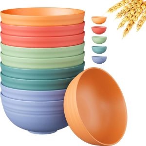 10-Piece Unbreakable Wheat Straw Cereal Bowls, Microwave Safe