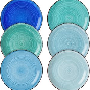 7.5-Inch Ceramic Salad Plates Set of 6, Microwave and Dishwasher Safe
