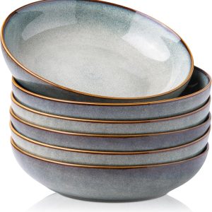 36-Ounce Ceramic Pasta Bowls Set of 6, 8.5 Inch, Microwave Safe