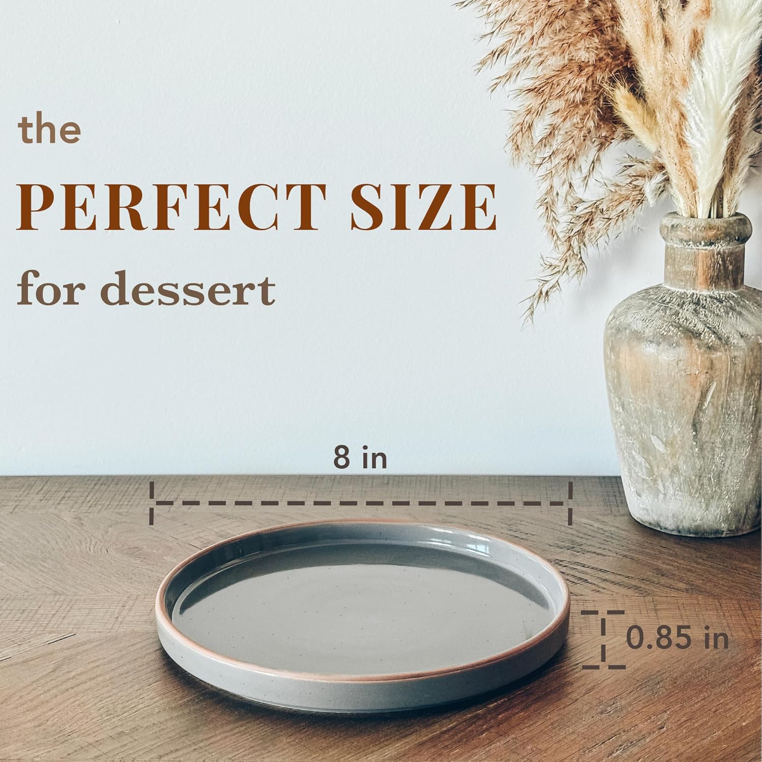 8-Inch Ceramic Flat Plates Set of 6, Microwave and Dishwasher Safe - Image 2