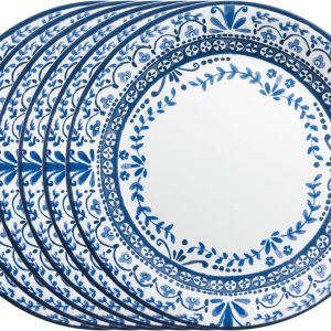 6-Piece Triple-Layer Glass Dinner Plates, Chip Resistant, Lightweight