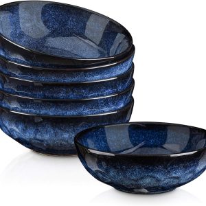 32-Ounce Chip-Resistant Stoneware Bowls Set of 6, Microwave and Dishwasher Safe