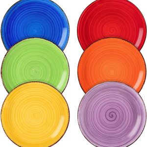 7.5-Inch Ceramic Salad Plates Set of 6, Dishwasher and Microwave Safe