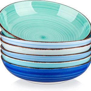 38-Ounce Ceramic Pasta Bowls Set of 6, 8.5 Inch, Microwave and Dishwasher Safe